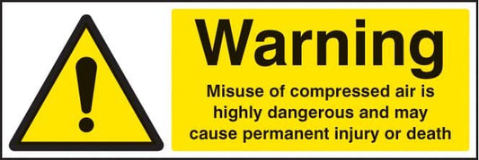 14441M Caution misuse of compressed air is highly dangerous Rigid Plastic (600x200mm) Safety Sign