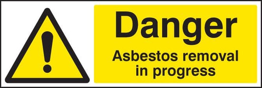 14449G Danger asbestos removal in progress Rigid Plastic (300x100mm) Safety Sign