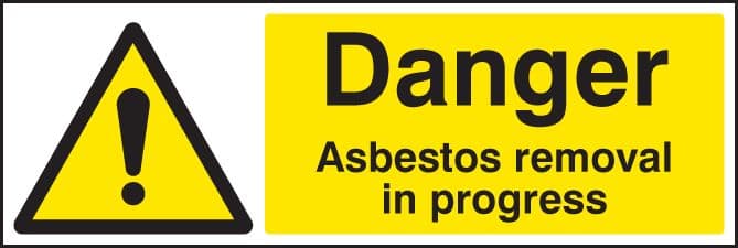 14449M Danger asbestos removal in progress Rigid Plastic (600x200mm) Safety Sign