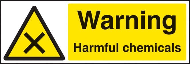 14459M Warning harmful chemicals Rigid Plastic (600x200mm) Safety Sign
