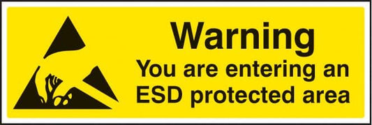 14460G Warning you are entering an ESD protected area Rigid Plastic (300x100mm) Safety Sign