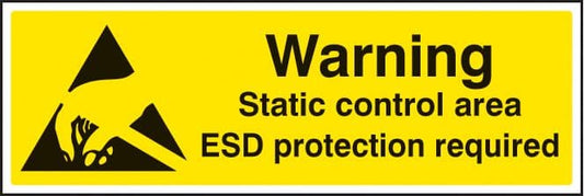 14465G Warning static control area ESD protection required Rigid Plastic (300x100mm) Safety Sign