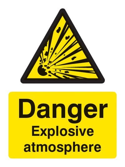 14480E Danger explosive atmosphere BS5499 Rigid Plastic (200x150mm) Safety Sign