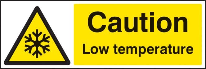 14483G Caution low temperature Rigid Plastic (300x100mm) Safety Sign