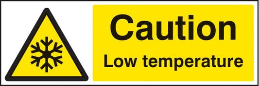 14483G Caution low temperature Rigid Plastic (300x100mm) Safety Sign