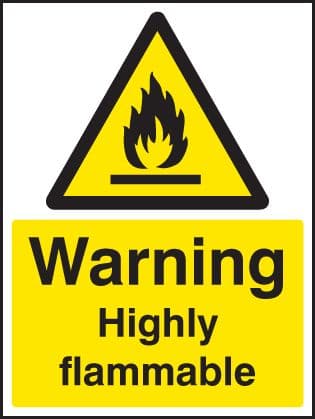 14490E Warning highly flammable Rigid Plastic (200x150mm) Safety Sign
