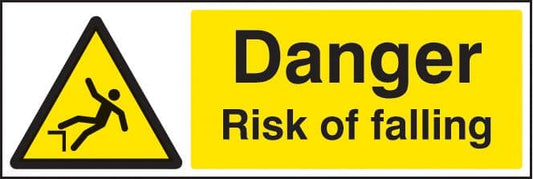 14494M Danger risk of falling Rigid Plastic (600x200mm) Safety Sign