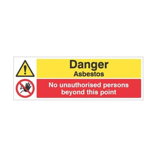 14500G Danger asbestos No unauthorised persons beyond this point sign - Rigid Plastic (300x100mm)