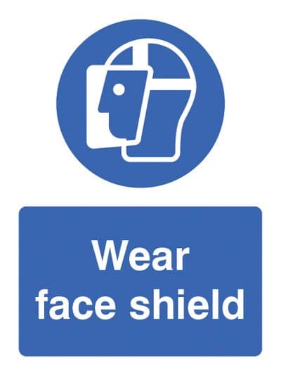 15001E Wear face shield Rigid Plastic (200x150mm) Safety Sign