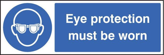 15003M Eye protection must be worn Rigid Plastic (600x200mm) Safety Sign