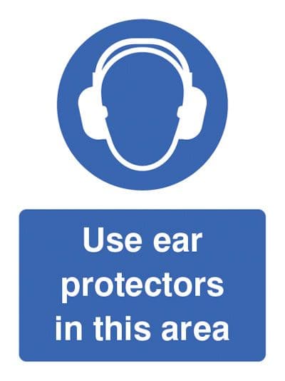 15010P Use ear protectors in this area Rigid Plastic (600x400mm) Safety Sign