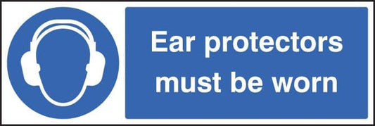 15023G Ear protectors must be worn Rigid Plastic (300x100mm) Safety Sign
