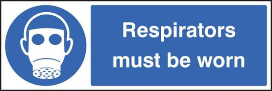 15205G Respirators must be worn Rigid Plastic (300x100mm) Safety Sign