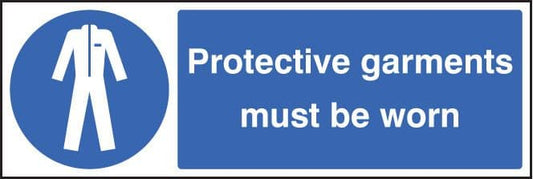 15212M Protective garments must be worn Rigid Plastic (600x200mm) Safety Sign