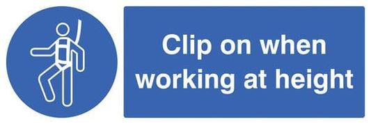 15215M Clip on when working at height Rigid Plastic (600x200mm) Safety Sign