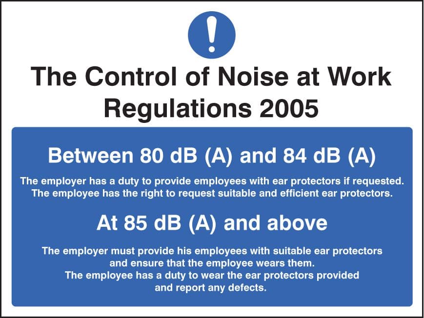 15219E Noise at work regulations Rigid Plastic (200x150mm) Safety Sign