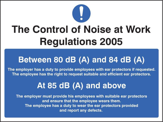 15219E Noise at work regulations Rigid Plastic (200x150mm) Safety Sign