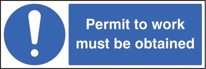 15403M Permit to work must be obtained Rigid Plastic (600x200mm) Safety Sign