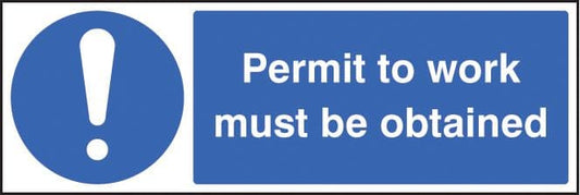 15403M Permit to work must be obtained Rigid Plastic (600x200mm) Safety Sign
