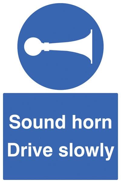 15413P Sound horn drive slowly Rigid Plastic (600x400mm) Safety Sign