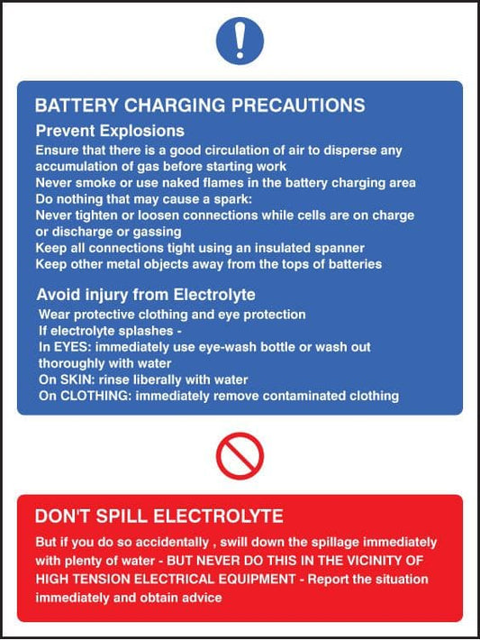15426K Battery charging precautions Rigid Plastic (400x300mm) Safety Sign