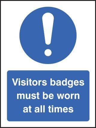 15444E Visitor badges must be worn at all times -  Rigid Plastic (200x150mm) Safety Sign