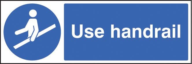 15457M Use handrail Rigid Plastic (600x200mm) Safety Sign