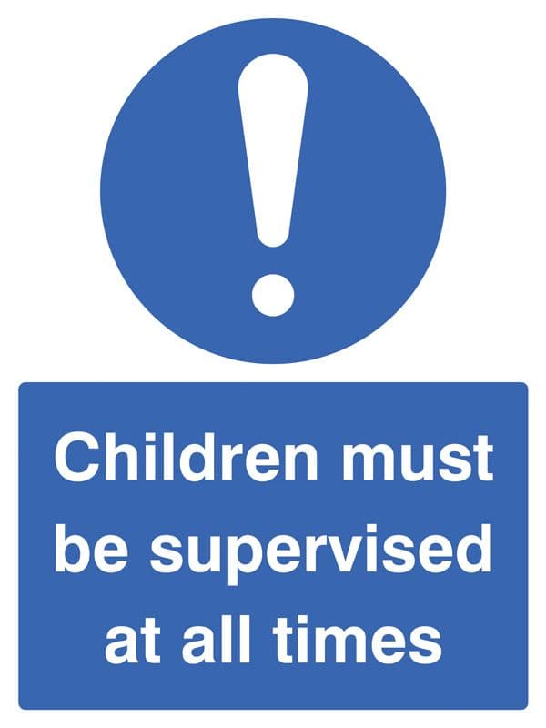 15465E Children must be supervised at all times Rigid Plastic (200x150mm) Safety Sign