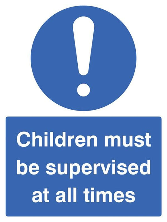 15465E Children must be supervised at all times Rigid Plastic (200x150mm) Safety Sign
