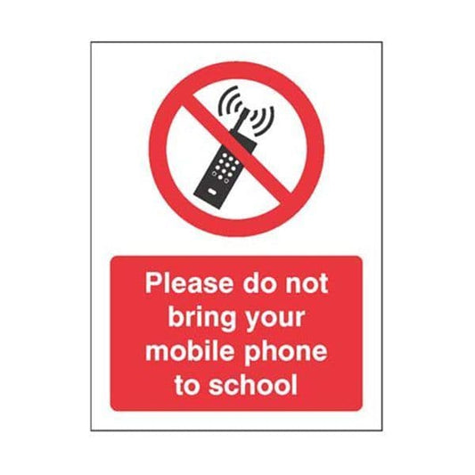 15471E Please do not bring your mobile phone to school sign - Rigid Plastic (200x150mm)