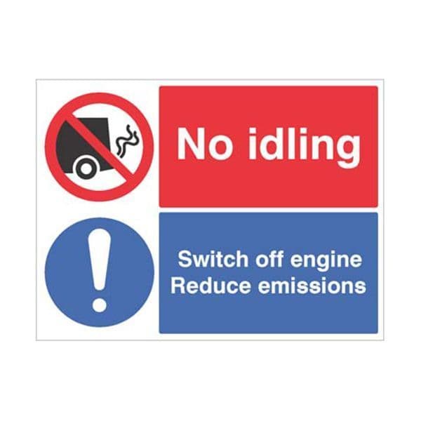 15473Q No idling, Switch off engine Reduce emissions sign - Rigid Plastic (600x450mm)