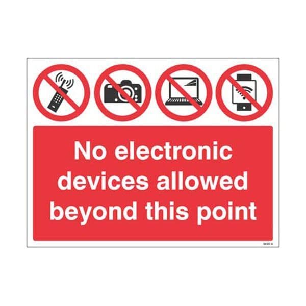 15475K No electronic devices allowed beyond this point  sign - Rigid Plastic (400x300mm)