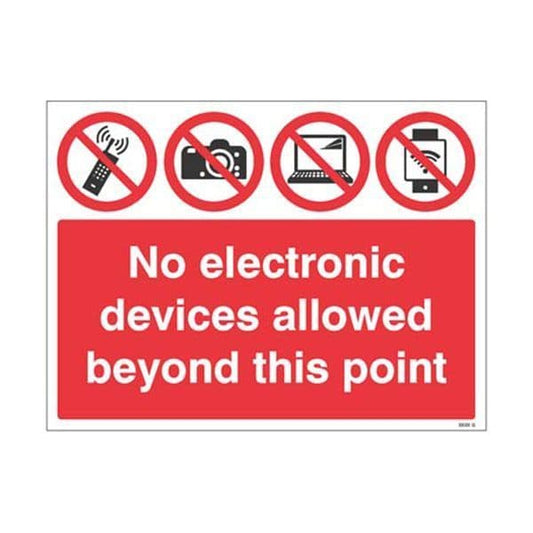 15475K No electronic devices allowed beyond this point  sign - Rigid Plastic (400x300mm)