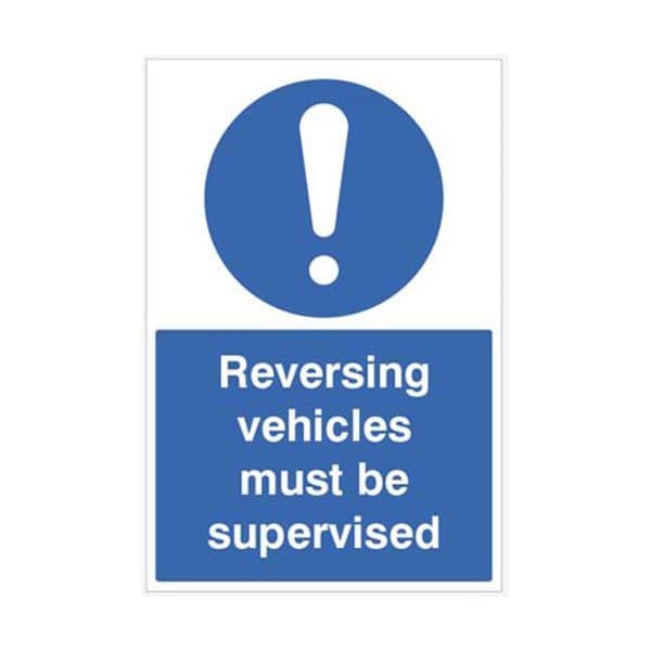 15486P Reversing vehicles must be supervised sign - Rigid Plastic (600x400mm)