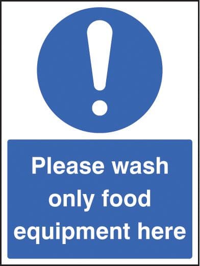 15601E Wash only food equipment Rigid Plastic (200x150mm) Safety Sign