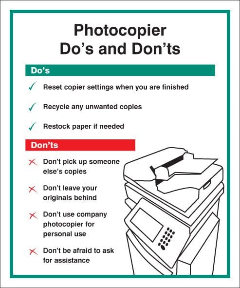 15629H Photocopier - Do's & Don'ts Rigid Plastic (300x250mm) Safety Sign