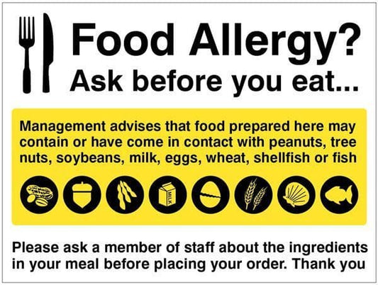 15632K Food Allergy Notice Safety Sign