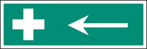16012M First aid left symbol Rigid Plastic (600x200mm) Safety Sign