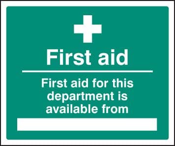 16018H First aid for department available from Rigid Plastic (300x250mm) Safety Sign