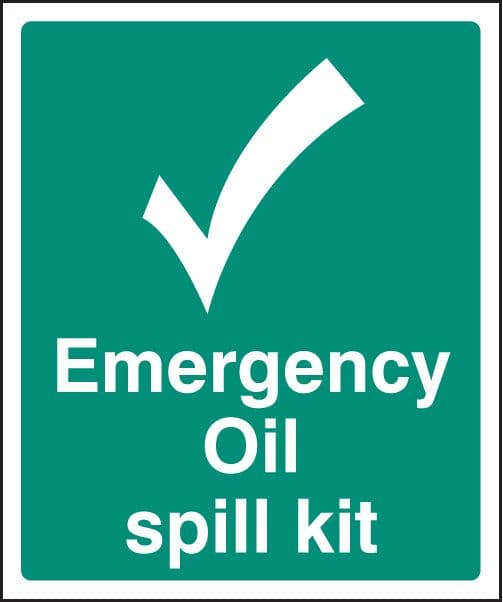 16031H Emergency oil spill kit Rigid Plastic (300x250mm) Safety Sign