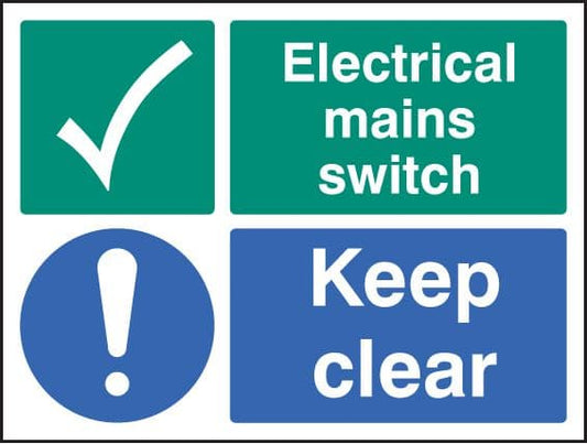 16034K Electrical mains switch keep clear Rigid Plastic (400x300mm) Safety Sign