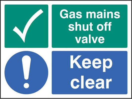 16035K Gas mains shut off valve keep clear Rigid Plastic (400x300mm) Safety Sign