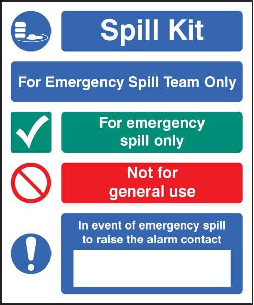 16043H Spill kit emergency spill team only Rigid Plastic (300x250mm) Safety Sign