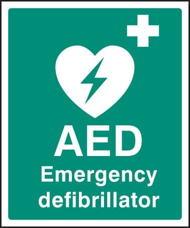 16053H AED Emergency defibrillator Rigid Plastic (300x250mm) Safety Sign