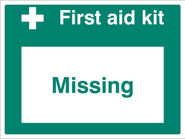 16076K First aid kit missing Rigid Plastic (400x300mm) Safety Sign