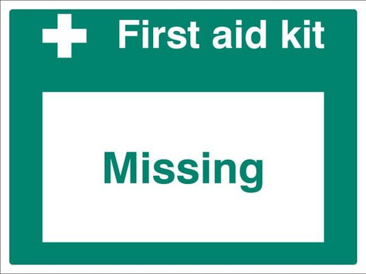 16076K First aid kit missing Rigid Plastic (400x300mm) Safety Sign