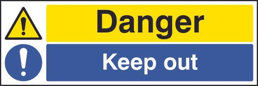 16216M Danger keep out Rigid Plastic (600x200mm) Safety Sign