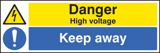 16219G Danger high voltage keep away Rigid Plastic (300x100mm) Safety Sign