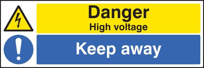 16219P Danger high voltage keep away Rigid Plastic (600x400mm) Safety Sign