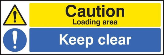 16222M Caution loading area keep clear Rigid Plastic (600x200mm) Safety Sign